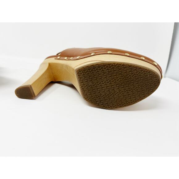 MICHAEL Michael Kors Beatrice Brown Platform Slingback Clog Heels SZ 8 - Picture 8 of 15